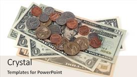  Presentation with money notes - Beautiful PPT layouts featuring american money - us notes and coins isolated backdrop and a coral colored foreground