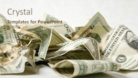  Presentation with dollar sign - Slides with american-money-cash-money-pile background and a sky blue colored foreground