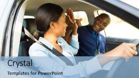  Presentation with african american high school - Beautiful presentation design featuring night city bokeh blurred light downtown abstract background backdrop and a ocean colored foreground.