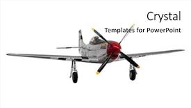  Presentation with plane - Audience pleasing presentation theme consisting of american mustang fighter plane isolated backdrop and a white colored foreground