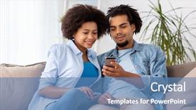  Presentation with internet communication - Presentation theme featuring american network - people technology internet and communication background and a teal colored foreground