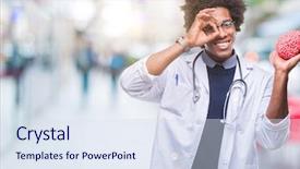  Presentation with brain eye - Presentation design consisting of eyes brain - afro american neurologist doctor background and a sky blue colored foreground
