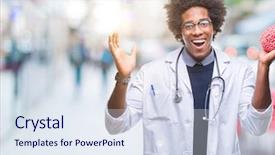  Presentation with psychology - Slide set featuring american neurologist doctor or psychology background and a sky blue colored foreground