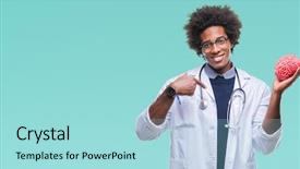  Presentation with psychology - Presentation theme featuring american neurologist doctor or psychology background and a arctic colored foreground