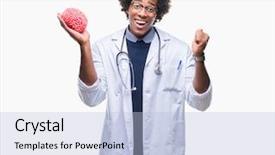  Presentation with proud american - Slide deck consisting of american neurologist doctor or psychology background and a light blue colored foreground