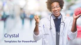  Presentation with proud american - Slides enhanced with american neurologist doctor or psychology background and a sky blue colored foreground