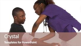  Presentation with blood preasure - PPT theme featuring american nurse taking the blood background and a coral colored foreground