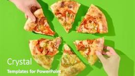  Presentation with jalapeno - Presentation design consisting of american-pizza-with-salami-pepperoni background and a seafoam green colored foreground