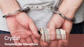  Presentation with american police - Cool new slide set with american police - handcuffs arrests dollar currency crime backdrop and a coral colored foreground