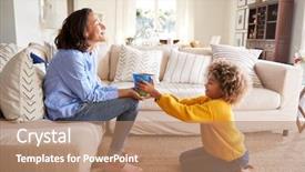  Presentation with kneeling - Audience pleasing presentation consisting of american pre-teen girl kneeling backdrop and a coral colored foreground