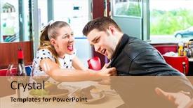  Presentation with retro 50s - Beautiful PPT theme featuring american retro fast food diner backdrop and a coral colored foreground