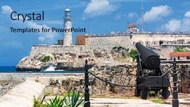  Presentation with american revolution - PPT theme featuring american revolution history - castle of el morro background and a teal colored foreground