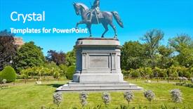  Presentation with george washington - Theme featuring history revolution - boston common george washington monument background and a cyan colored foreground