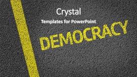  Presentation with democracy - Presentation design with elect thailand - democracy written on the road background and a dark gray colored foreground
