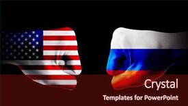  Presentation with american history - Cool new PPT theme with american economy history - governments conflict concept male fists backdrop and a wine colored foreground