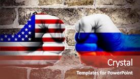  Presentation with american history - Colorful presentation design enhanced with american economy history - governments conflict concept male fists backdrop and a tawny brown colored foreground