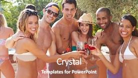  Presentation with diner party - Cool new slide set with american rose - portrait of friends having party backdrop and a coral colored foreground