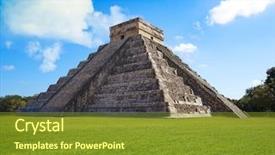  Presentation with pyramid - Colorful slides enhanced with american ruins - chichen itza pyramid el templo backdrop and a gold colored foreground