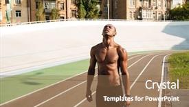  Presentation with runner - Slide set consisting of american runner resting after competition background and a coral colored foreground