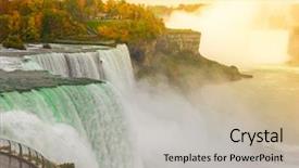  Presentation with falls - Beautiful PPT theme featuring american side of niagara falls backdrop and a light gray colored foreground