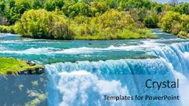  Presentation with new york - Slide deck featuring american side of niagara falls background and a light blue colored foreground