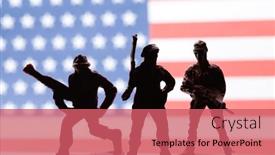  Presentation with soldiers - Slide set featuring american-soldiers-ahead-american-flag background and a coral colored foreground