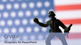  Presentation with soldiers - PPT layouts consisting of american-soldiers-ahead-american-flag background and a light blue colored foreground