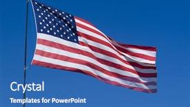  Presentation with american flag waving - PPT theme featuring american stars and stripes flag background and a ocean colored foreground