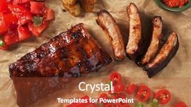  Presentation with ribs - Audience pleasing PPT theme consisting of american style pork ribs marinated backdrop and a tawny brown colored foreground