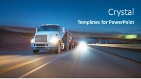  Presentation with freeway - Amazing presentation design having american-style-truck-on-freeway backdrop and a ocean colored foreground