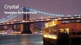  Presentation with new york city - Cool new PPT theme with american symbols - new york city manhattan bridge backdrop and a gray colored foreground