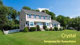  Presentation with colonial - PPT theme enhanced with american traditional colonial house front background and a tawny brown colored foreground