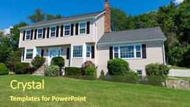  Presentation with colonial - Slide set with american traditional colonial house front background and a tawny brown colored foreground