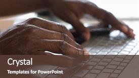  Presentation with african american - Amazing theme having american typing on the keyboard backdrop and a tawny brown colored foreground