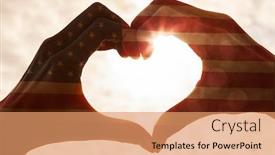  Presentation with american heart - Colorful presentation design enhanced with american-usa-flag-hand-heart backdrop and a coral colored foreground