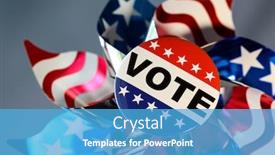  Presentation with vote - Amazing slide set having american-vote-button-on-blue backdrop and a teal colored foreground