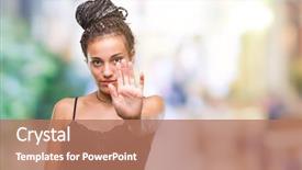  Presentation with religious african american - Presentation enhanced with palm of the hand warning background and a coral colored foreground