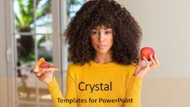  Presentation with elementary school african american female career day - Slides with american woman choosing between apple background and a  colored foreground