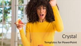  Presentation with generational african american culture and food - PPT layouts having american woman choosing between apple background and a  colored foreground