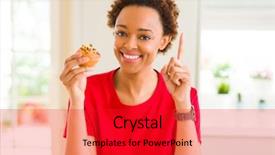  Presentation with chocolate chip - Presentation theme consisting of american woman eating chocolate chip background and a red colored foreground