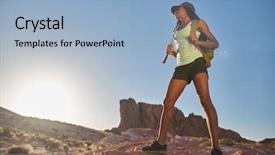  Presentation with african american couples - Amazing PPT theme having american woman hiking through desert backdrop and a light blue colored foreground