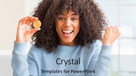  Presentation with golden woman - Amazing PPT theme having golden bitcoin cryptocurrency at home backdrop and a light blue colored foreground