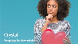  Presentation with american universities - Cool new PPT theme with american woman holding red heart backdrop and a  colored foreground