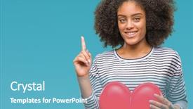  Presentation with one heart one dream - Audience pleasing presentation theme consisting of american woman holding red heart backdrop and a teal colored foreground