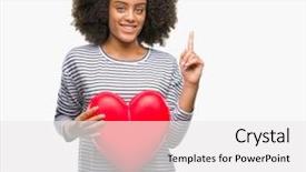  Presentation with one heart one dream - Slides enhanced with american woman holding red heart background and a white colored foreground