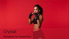  Presentation with bandages - Slides enhanced with american woman in black sportswear background and a crimson colored foreground