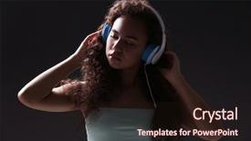  Presentation with music african american jazz musician - Presentation theme enhanced with american woman listening to music background and a wine colored foreground