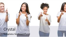  Presentation with american energy - Colorful slide set enhanced with american woman over isolated background backdrop and a  colored foreground