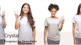  Presentation with chinese american - Slides with american woman over isolated background background and a  colored foreground