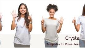  Presentation with chinese american - PPT theme having american woman over isolated background background and a lemonade colored foreground